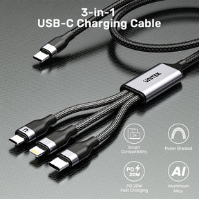 3-in-1 USB-C to Lightning / USB-C / Micro USB Multi Charging Cable