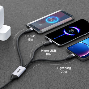 3-in-1 USB-C to Lightning / USB-C / Micro USB Multi Charging Cable