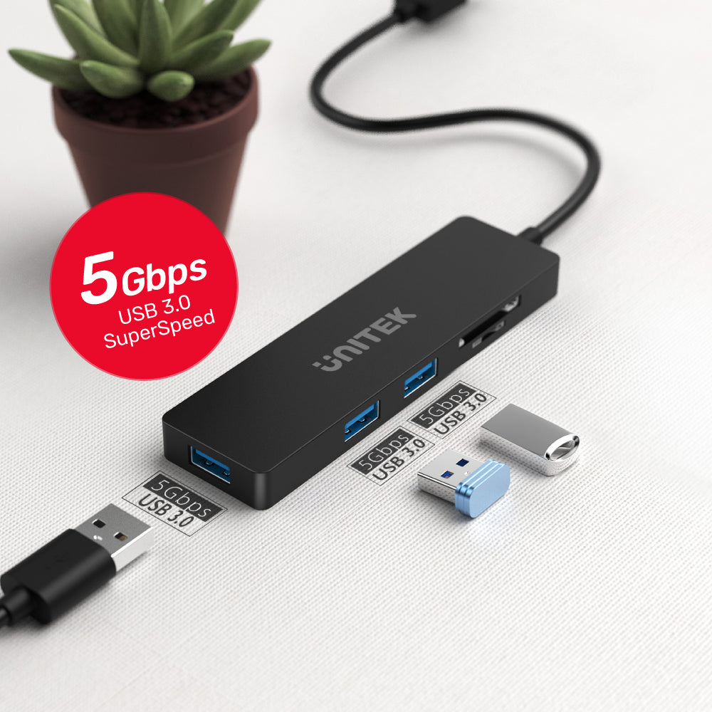 uHUB Q4+ 5-in-1 USB 3.0 Hub with Dual Card Reader