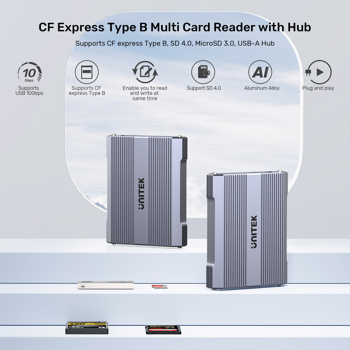 CF Express Type B Multi Card Reader with Hub