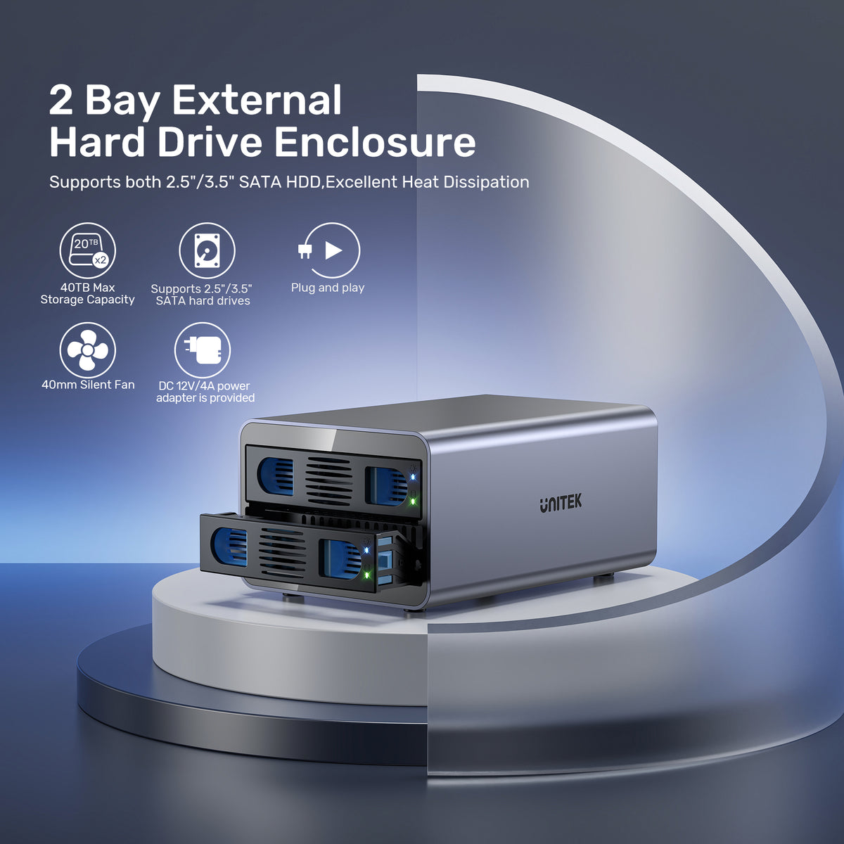 2 Bay External Hard Drive Enclosure