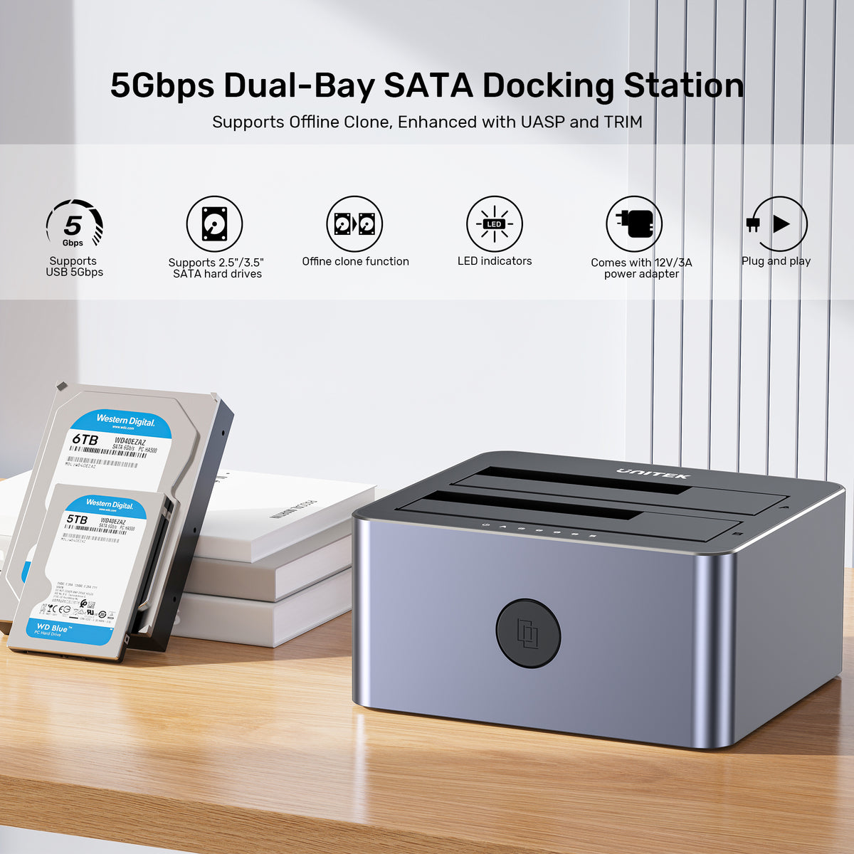 5Gbps Dual-Bay SATA Docking Station