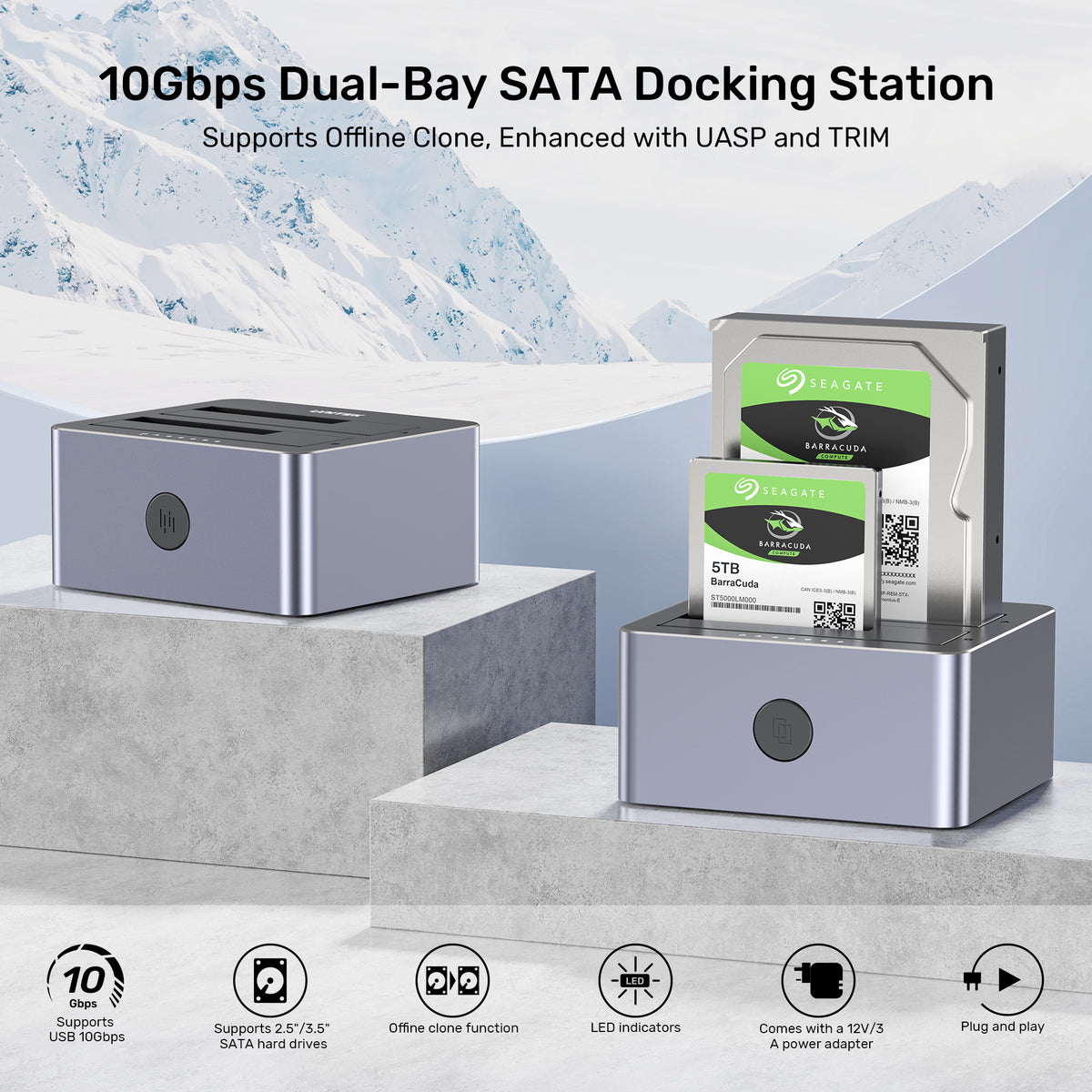 10Gbps Dual-Bay SATA Docking Station